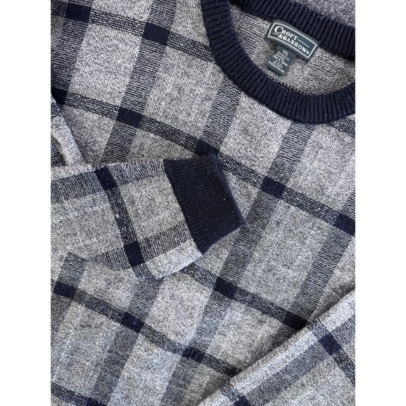 BlenderBottle Other - VTG Croft & Barrow Plaid Knit Sweater XXL Gray Black‎ Wool Blend Crewneck